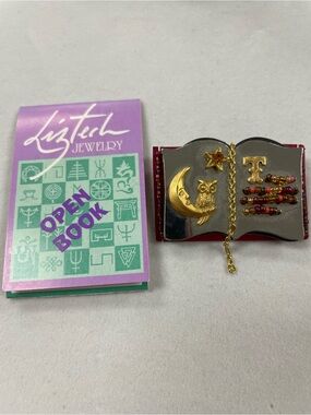 Handcrafted Liztech Open Book Brooch / Pin